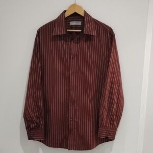 Classic Burgundy Striped Men's Dress Shirt